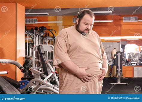 Overweight Man In Gym Stock Image Image Of Activity 108072559