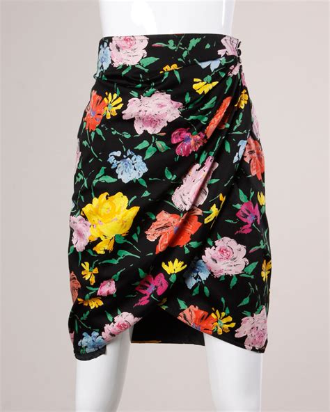 Emanuel Ungaro Vintage Floral Print Quilted Jacket Skirt Suit