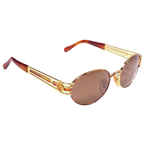 New Vintage Fendi Sl7030 Tortoise And Gold 1990 Sunglasses Made In Italy At 1stdibs