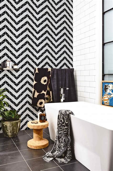 Creative 2 Matte Black White Triangle Tile Design Porcelain Bathroom