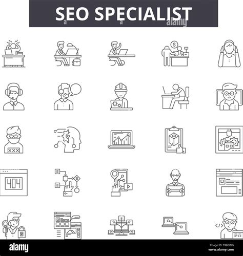 Seo Specialist Line Icons Signs Vector Set Outline Concept Linear