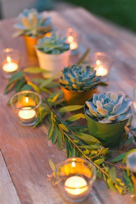 Beautiful Centerpieces Created With Candles Centrais Suculentas