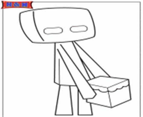 Enderman With Block Coloring Page Minecraft Enderman Drawing At