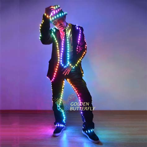 Led Light Clothing Luminous Suits Glowing Dance Costumes Men Luminous Clothes Cold Strip Party
