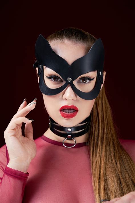 Leather Cat Mask Catwoman Mask BDSM Petplay Mask Kinky Sexy Etsy