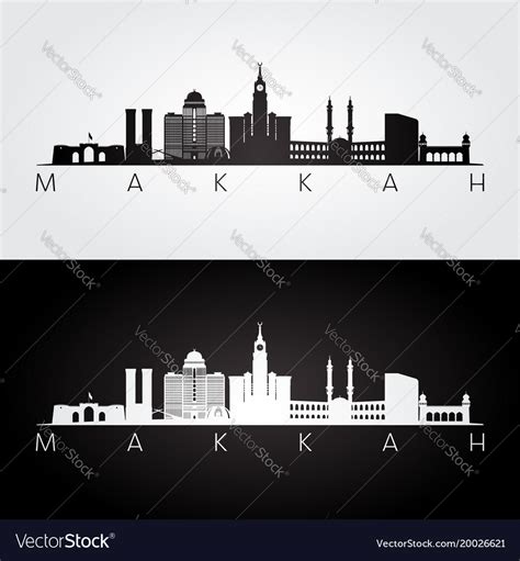 Makkah Skyline And Landmarks Silhouette Royalty Free Vector