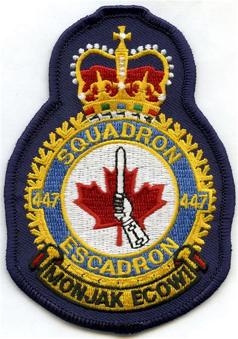 Rcaf 447 Squadron Qc Patch Air Force Badge Canadian Military Metal
