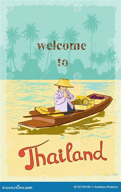 Welcome To Thailand Retro Poster Vector Illustration 92720184