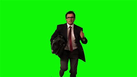 Running Businessman On Green Screen Stock Footage Video 100 Royalty