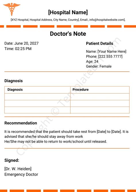 Doctors Note Template Pdf Lovely 10 Editable Doctor N