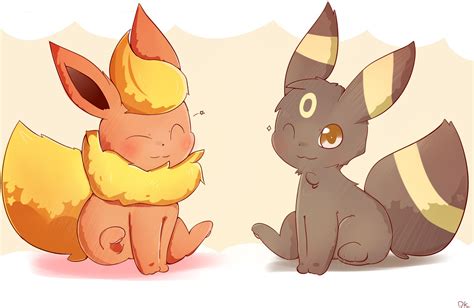 Flareon And Umbreon Cute Pokemon Pictures Pokemon Pictures Cute Pokemon