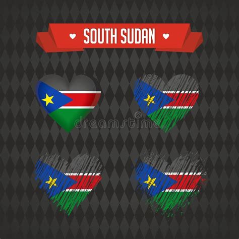 South Sudan Collection Of Four Vector Hearts With Flag Heart