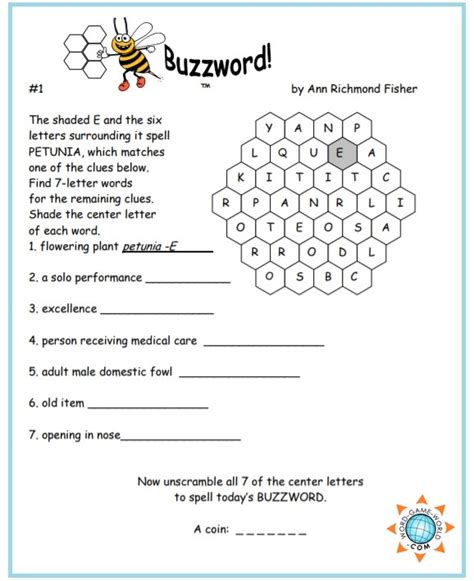 Variety of games has been provided to let us practice. Free Printable Word Games : Buzzwords!