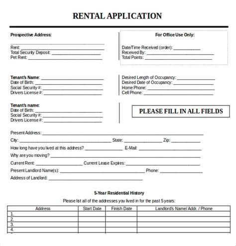 13 Rental Application Templates Free Sample Example Format Download