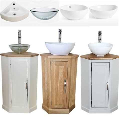 Bathroom Vanity Corner Unit Oak Sink Cabinet Ceramic Basin Tap