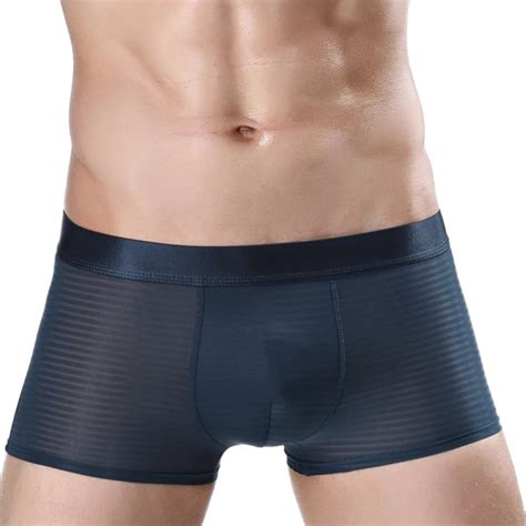 Men S Sexy Stripe Bulge Pouch Mid Rise Breathable Underwear Underpants In Boxers From Underwear
