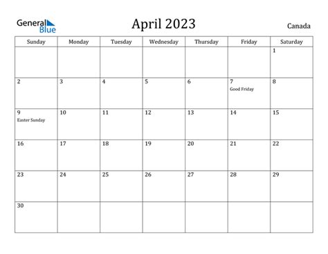April 2023 Calendar Canada Printable Get Latest Map Update