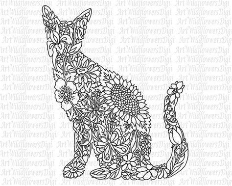 Our detailed and interesting cat coloring pages are meant to appeal to an older crowd. Cat Coloring Page Digital Stamp Wildflower by ...