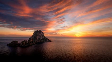 Nature Landscape Sky Clouds Sunset Rocks Sea Ibiza Hd Wallpaper