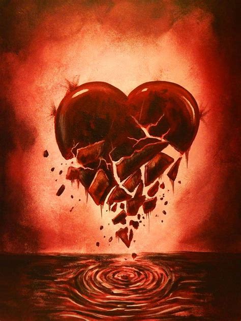 Canvas Love Lost Broken Heart Painting Gallery Wrapped Wall Decor By