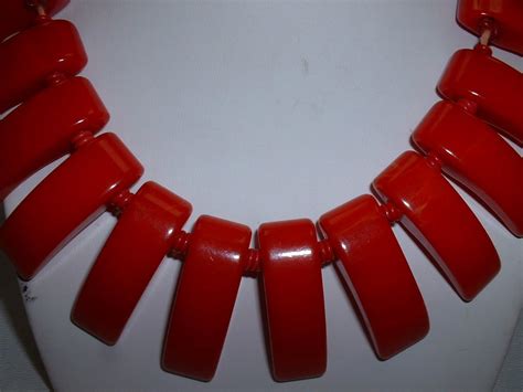 Vintage Cherry Red Bakelite Dangling Necklace From Littleshinyobjects