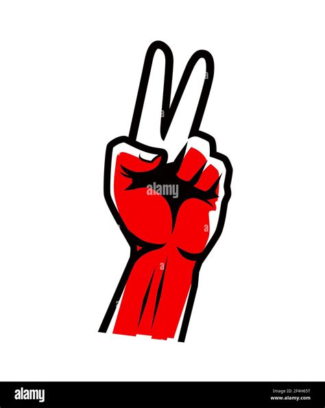 Hand Sign Victory Or Peace Win Symbol Vector Illustration Stock Vector