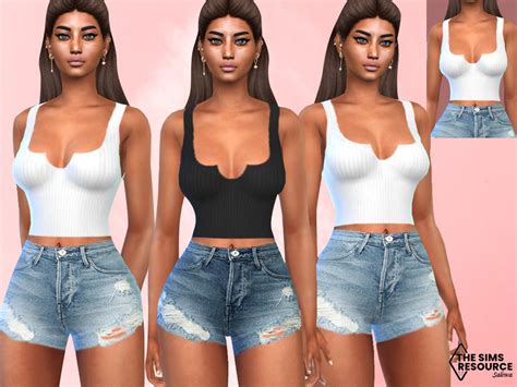 The Sims Resource Black And White Crop Tops