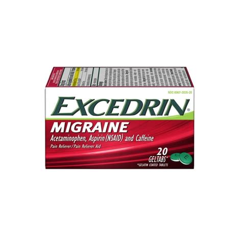 Excedrin Migraine Geltabs For Migraine Headache Relief 20 Count
