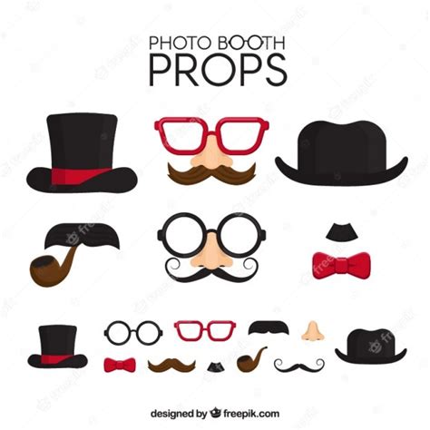 Fantastic Pack Of Decorative Photo Booth Items Vector Free Download