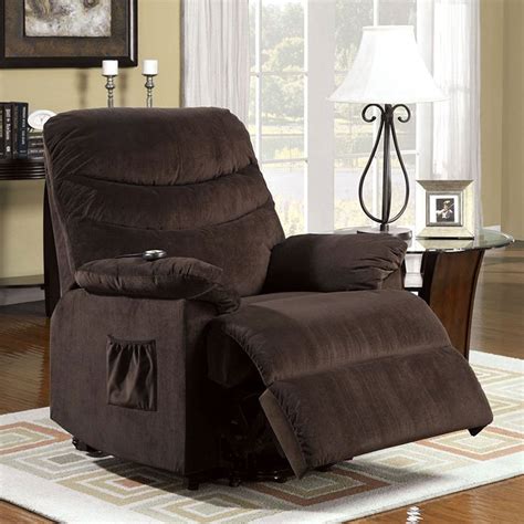 There are many variations on the theme of the quintessential oversized leather recliner chair (just as there is with recliner sofas). Perth Recliner w/ Power Lift System by Furniture of ...