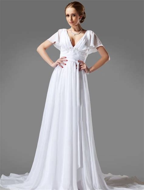 Shop the latest collection for wedding dresses with sleeves online in uk to highlight a season of standout trends. Chiffon V-neck A-line Wedding Dress with Flutter Short ...