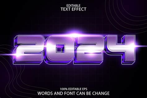 Premium Vector 2024 Editable Text Effect Emboss Neon Style