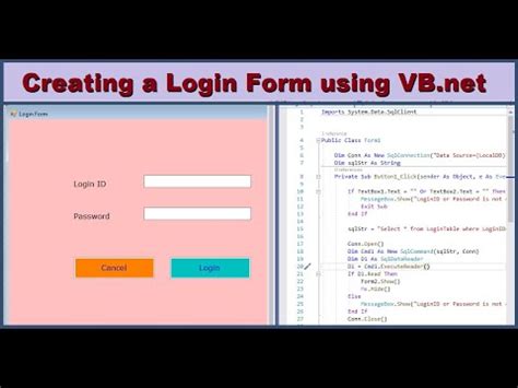 Login Form VB Net Visual Studio With And Without Database Validation How To Create Login