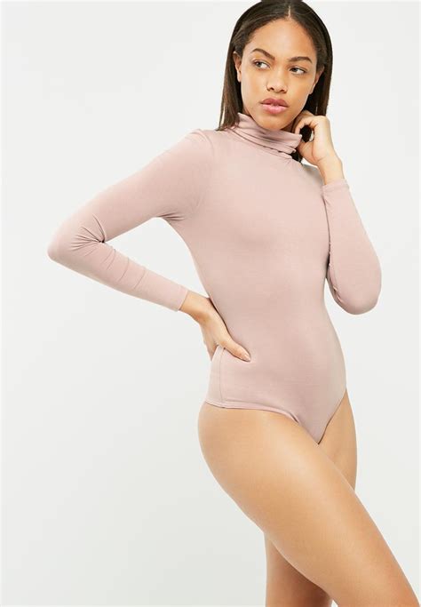 Long Sleeve Turtle Neck Bodysuit Pink Missguided T Shirts Vests