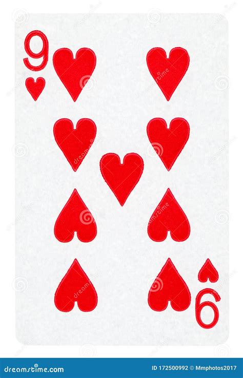 Nine Of Hearts Playing Card Isolated On White Stock Photo Image Of