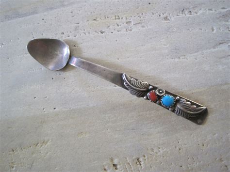 Miniature Navajo Sterling Silver Spoon With Turquoise And