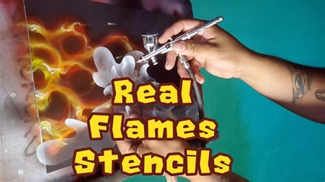 How To Airbrush Real Fire With Stencil Set By Mikes Brush Airbrush