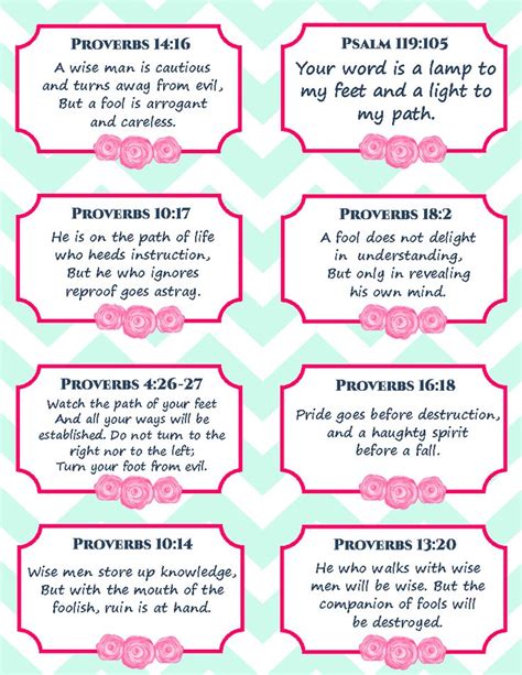 There's just something about a paper greeting card that never loses its charm for some of us. 8 FREE Printable Verse Cards on Wisdom, memory verse cards ...