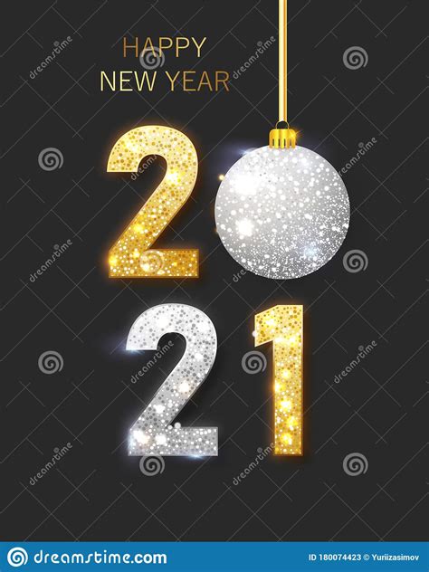 2021 Happy New Year Happy New Year Banner With Gold Metallic Numbers