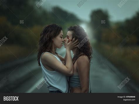 Girls Kissing Rain Image And Photo Free Trial Bigstock
