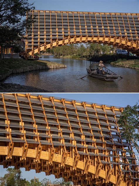 This New Bridge Shows Off Its Complex Wood Structure Architecture