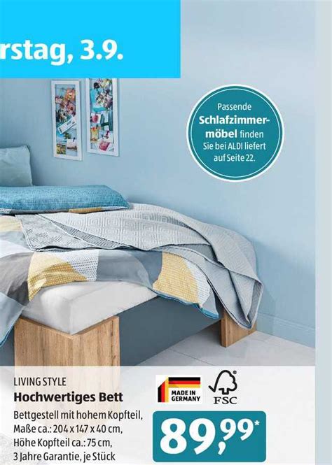 Aldi süd ist einer der beliebtesten und größten discounterketten. Hochwertiges Bett Living Style Angebot bei ALDI sud