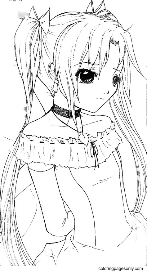 Long Hair Anime Girl Coloring Pages Free Printable Coloring Pages The