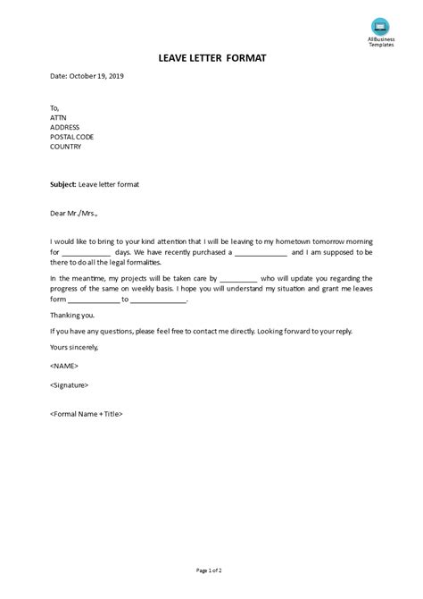 How To Write A Leave Letter For Class Teacher Business Letter Photos