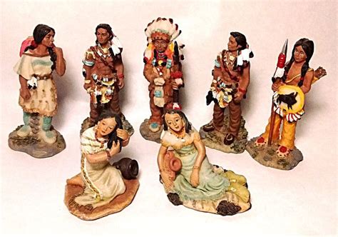 Vintage Native American Collectible Figurines Collection Of Seven By