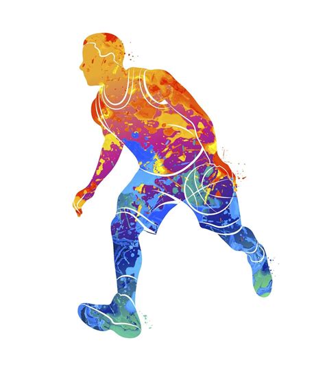 Abstract Basketball Player With Ball From Splash Of Watercolors Vector