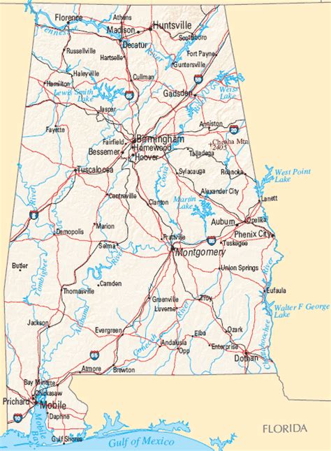 Alabama Map Map Of Alabama