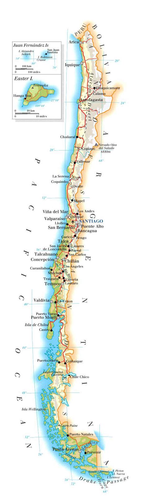Karte von chile (regionen von chile). Chile Karte Städte