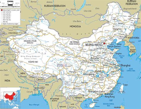 Detailed Clear Large Road Map Of China Ezilon Maps