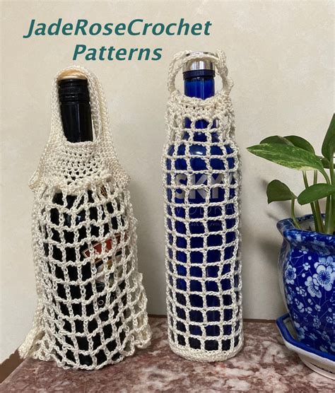 Wine Bottle Bag Crochet Pattern Drawstring Tote Bottle Cozy Etsy